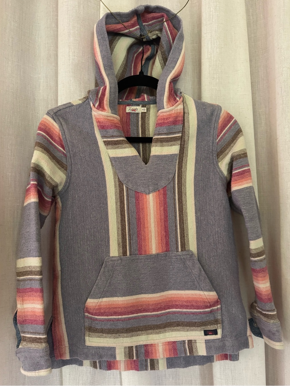 Faherty Baja Poncho Rainbow Stripe Beachy Pullover Surfer Size XS